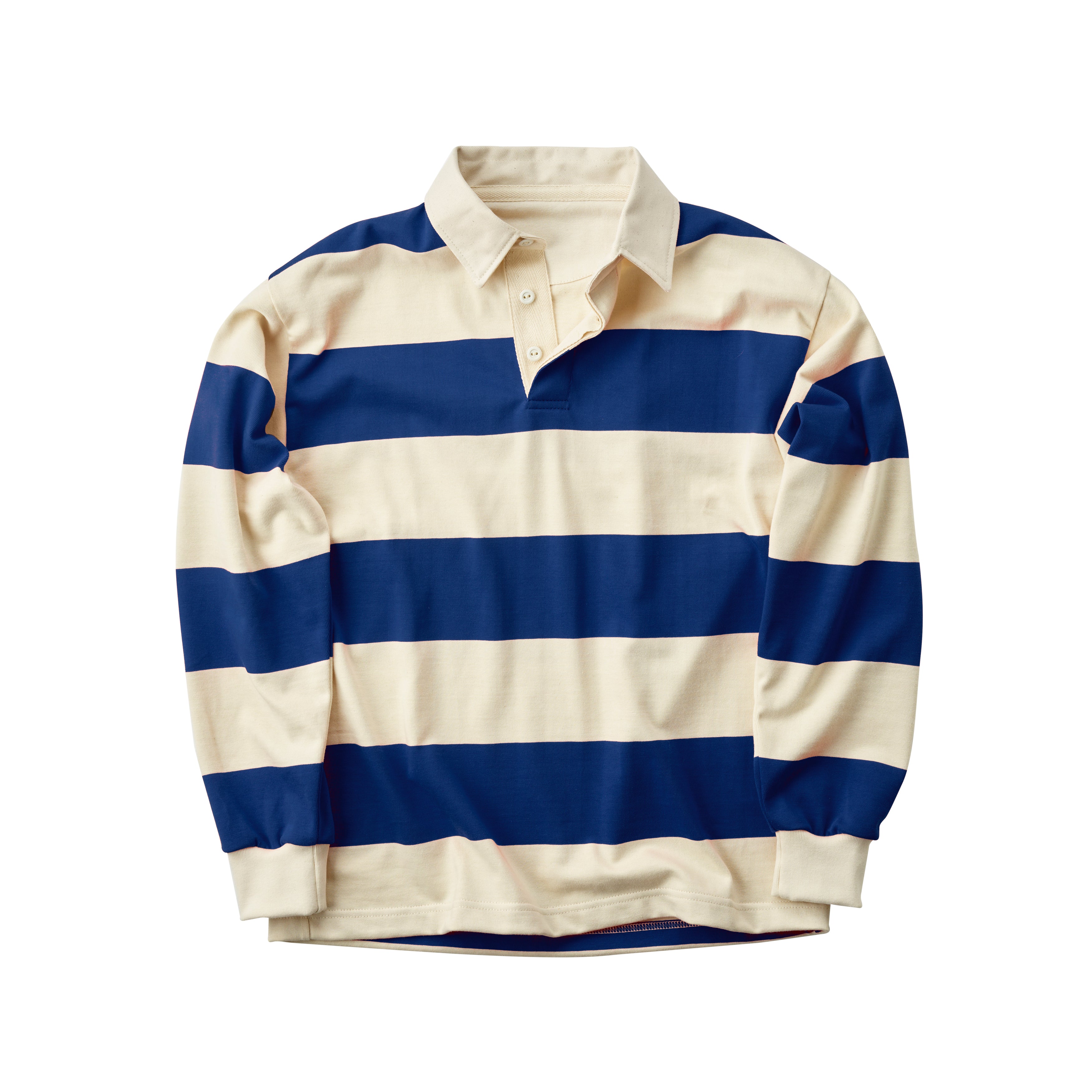 Fox Heritage Stripe Rugby Shirt in Blue and Ecru