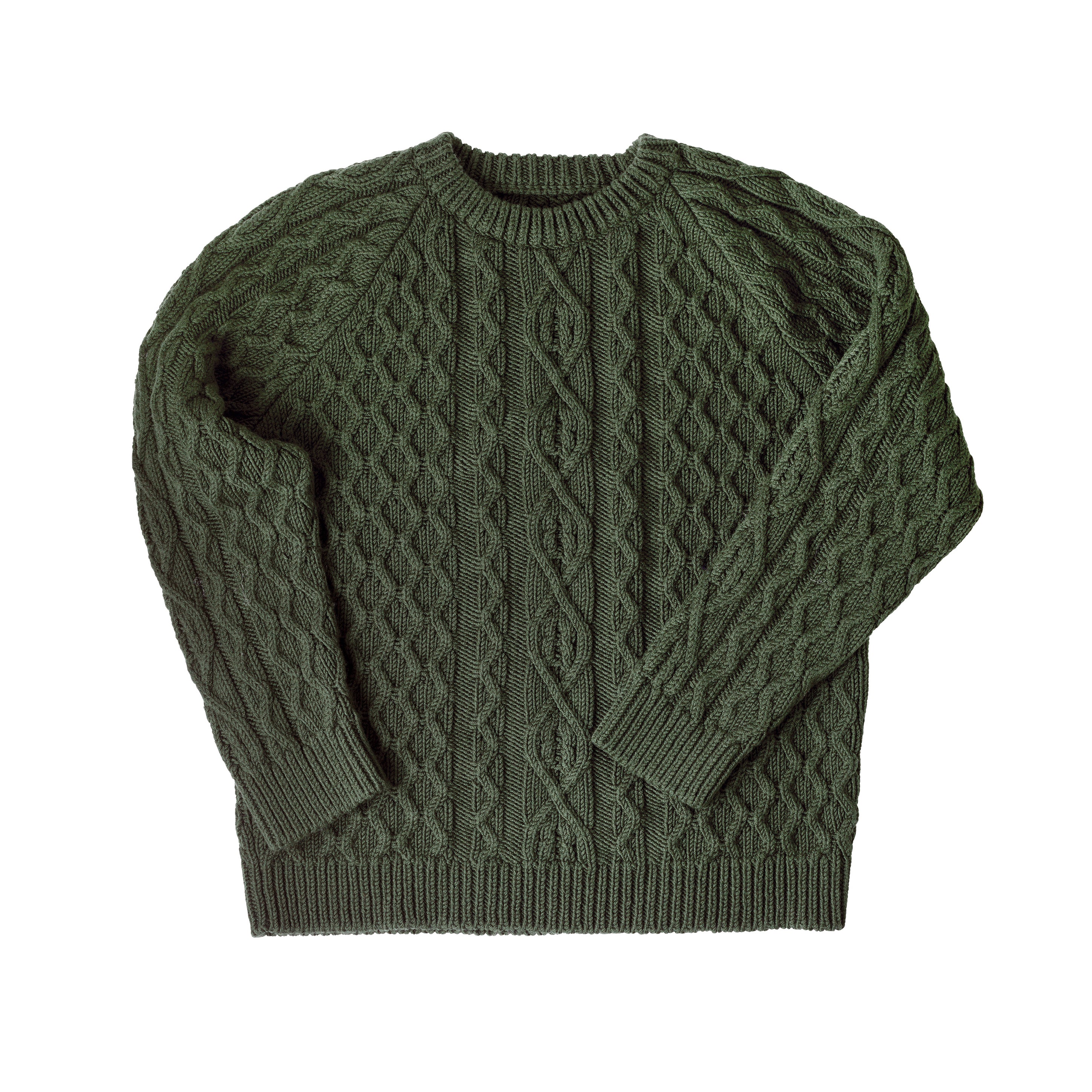 Juniper Green Woollen Cable Knit Jumper