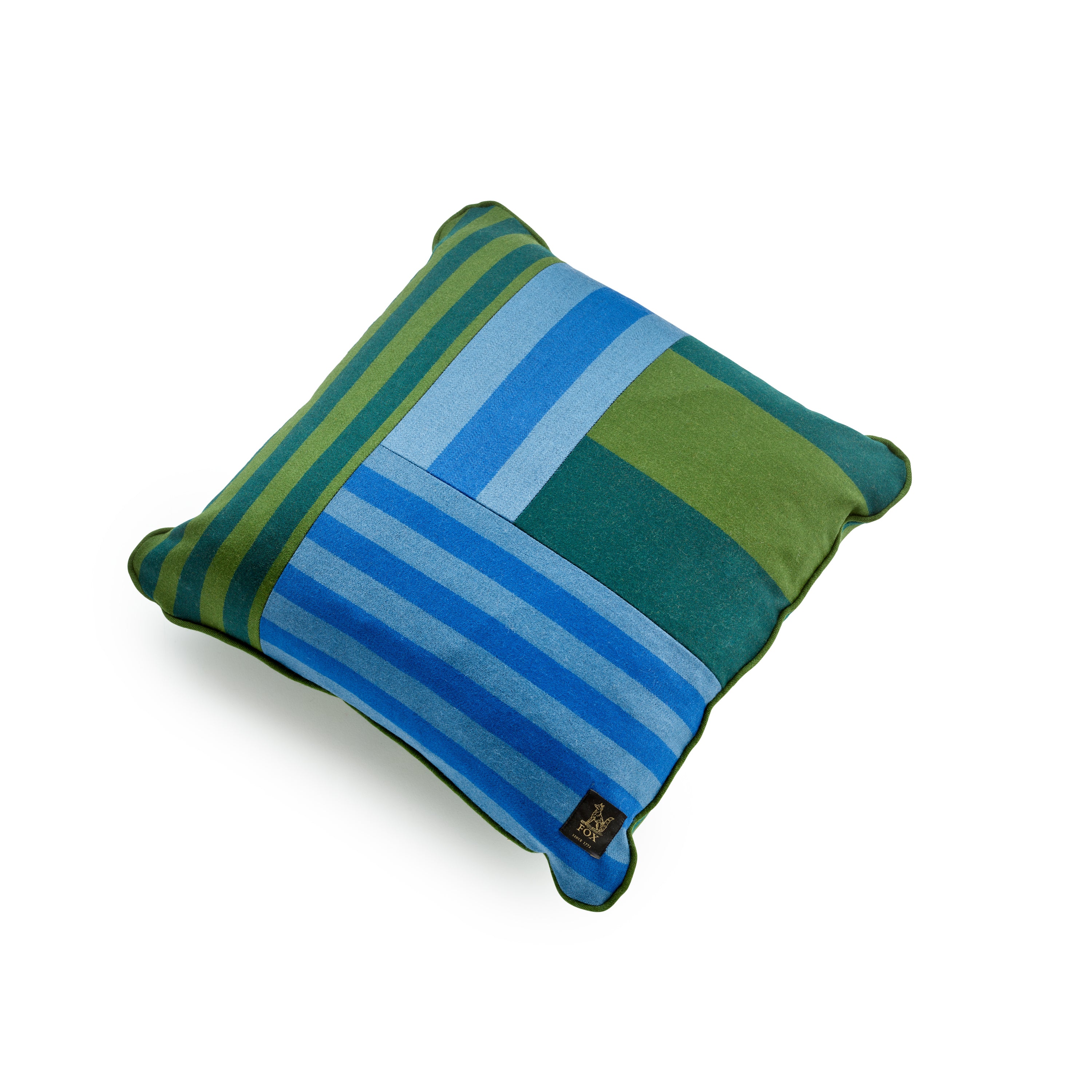Fox Stripe Green & Blue Cushion Cover