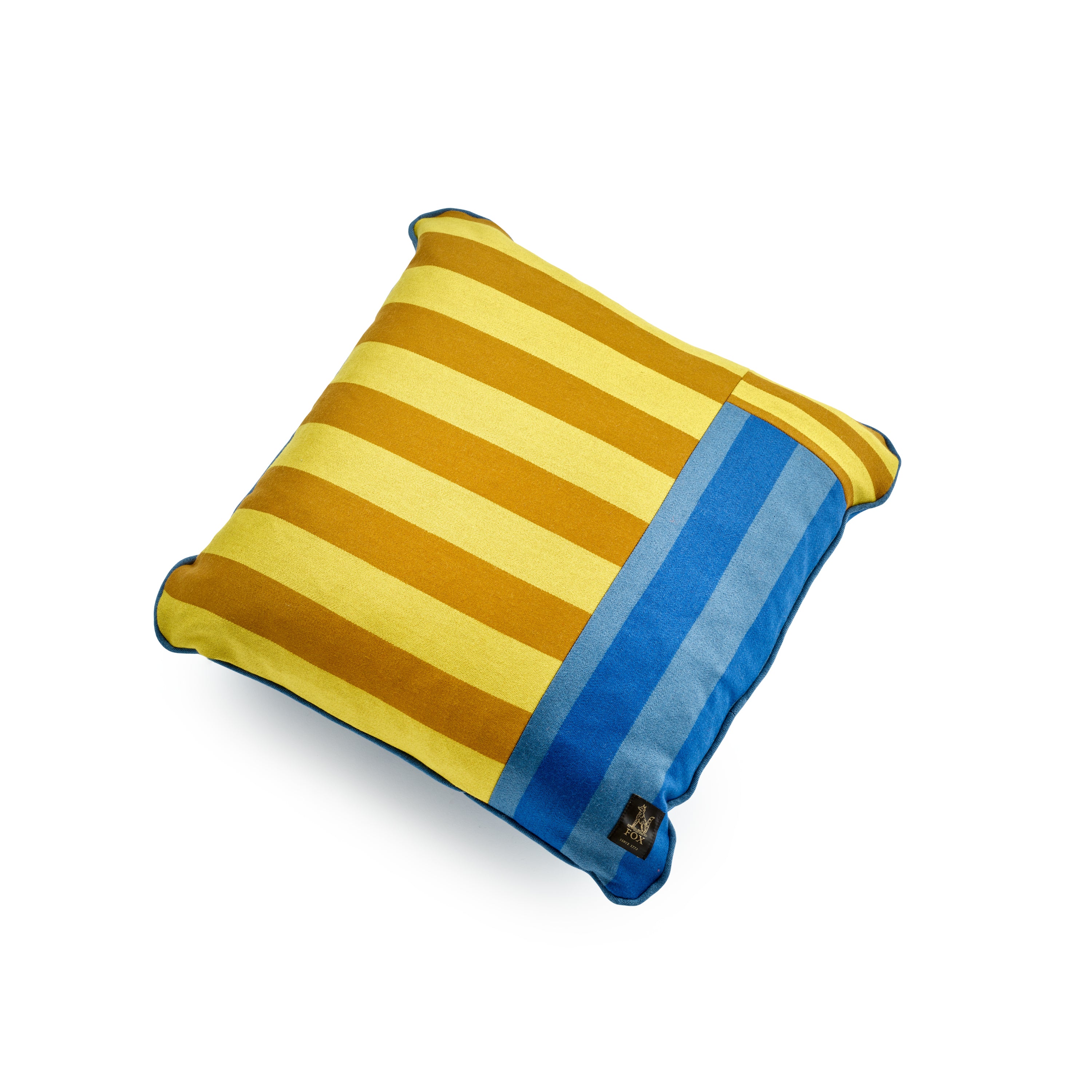 Fox Stripe Blue & Yellow Cushion Cover