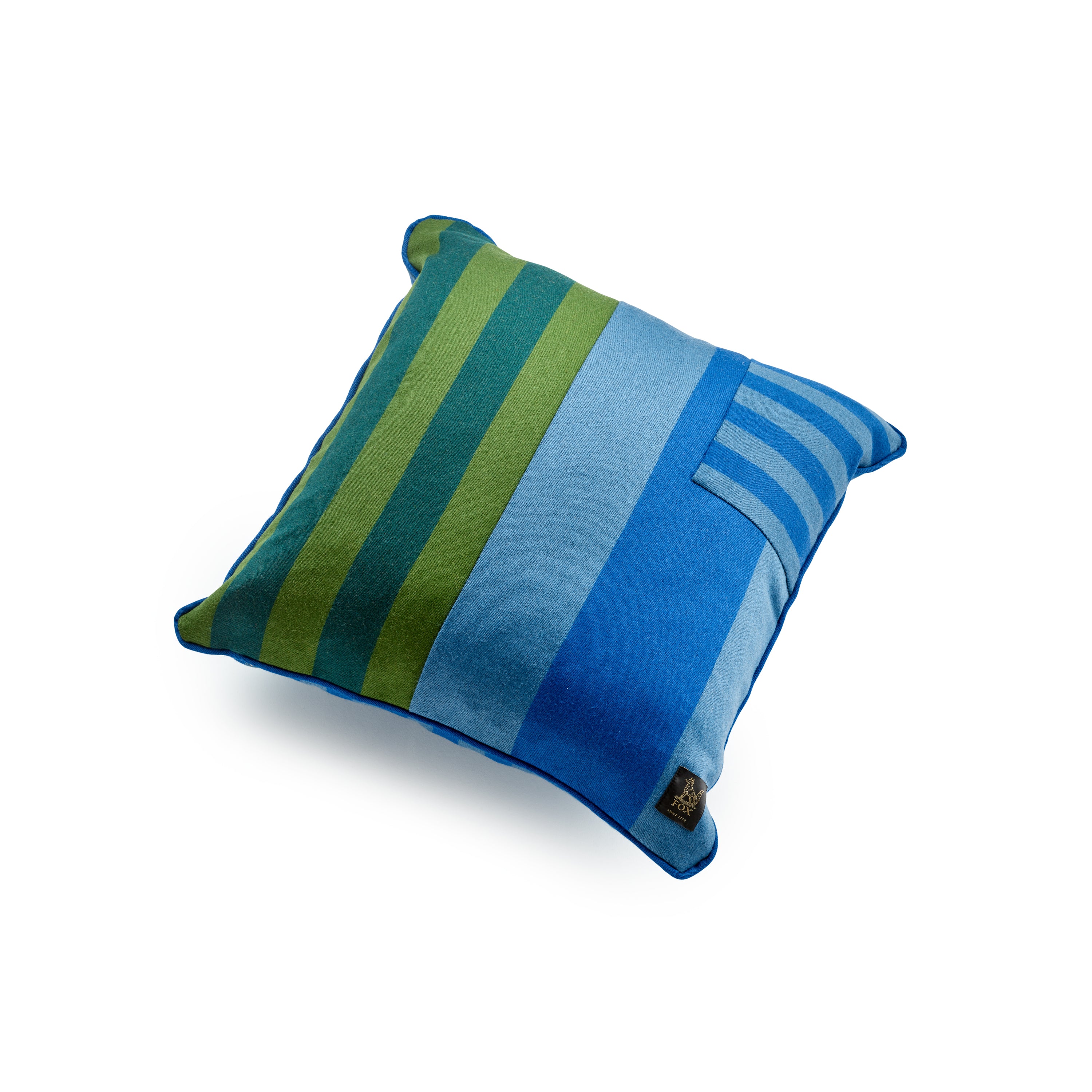 Fox Stripe Blue & Green Cushion Cover
