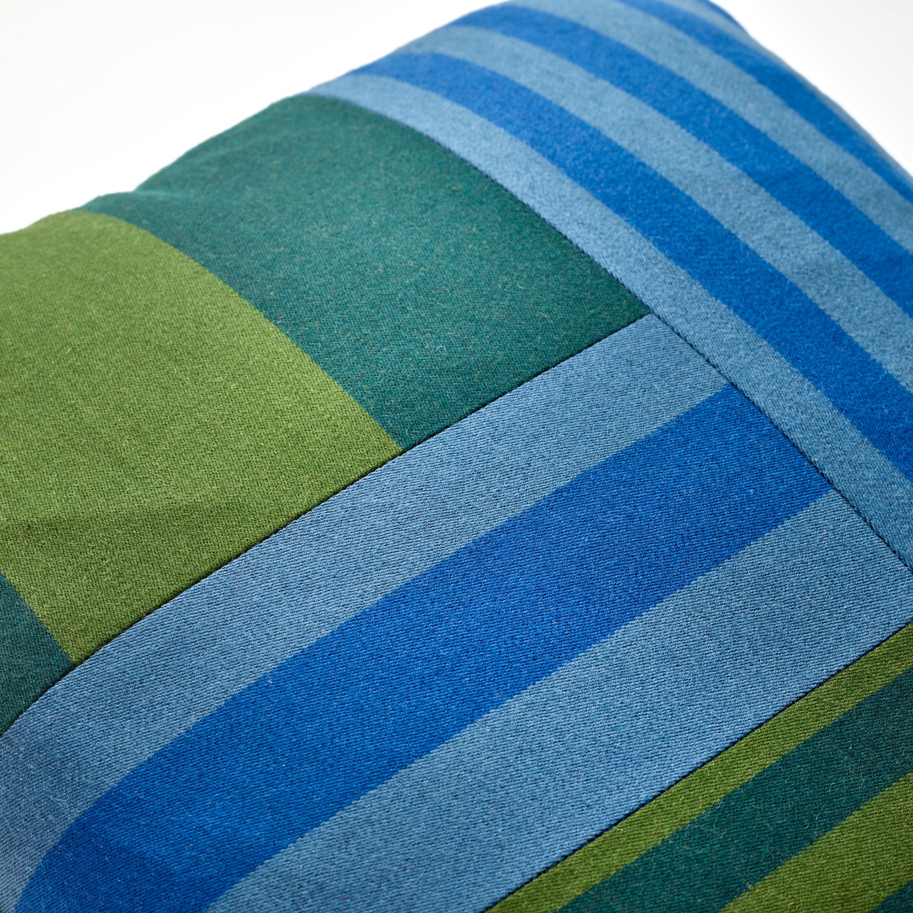 Fox Stripe Green & Blue Cushion Cover