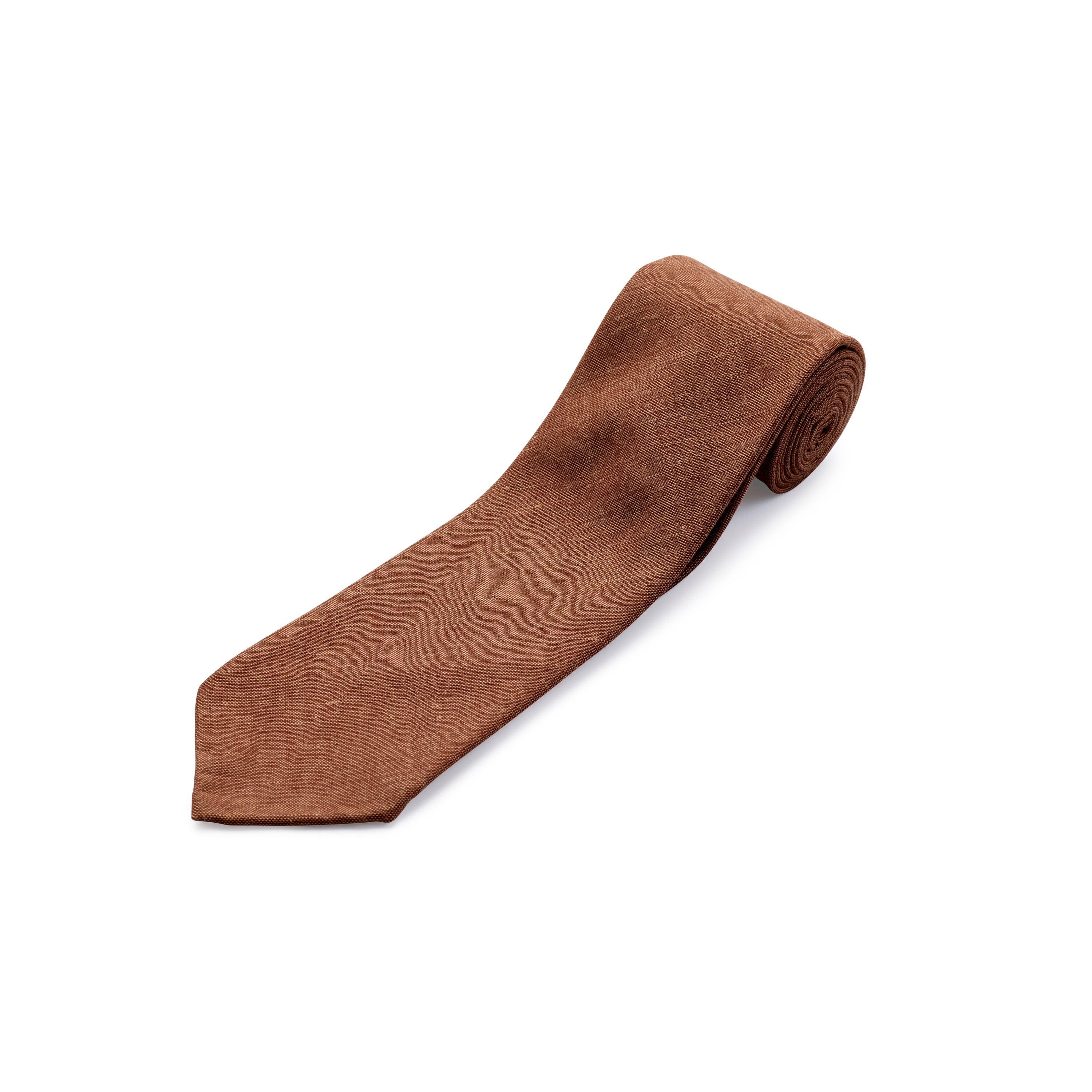 Fox 3 Fold Brown Wool Linen Tie