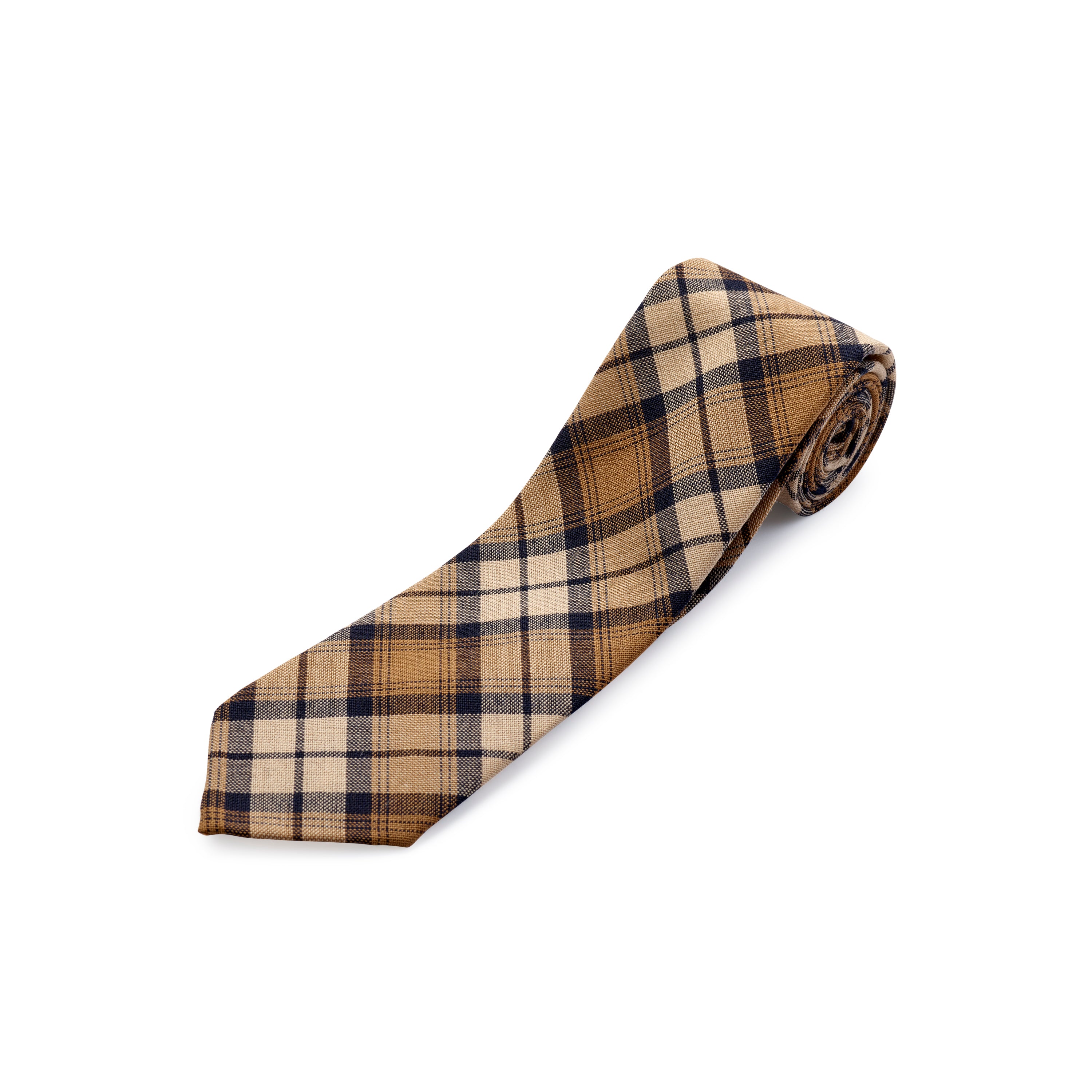 Fox 3 Fold Worsted Carmel Check Tie