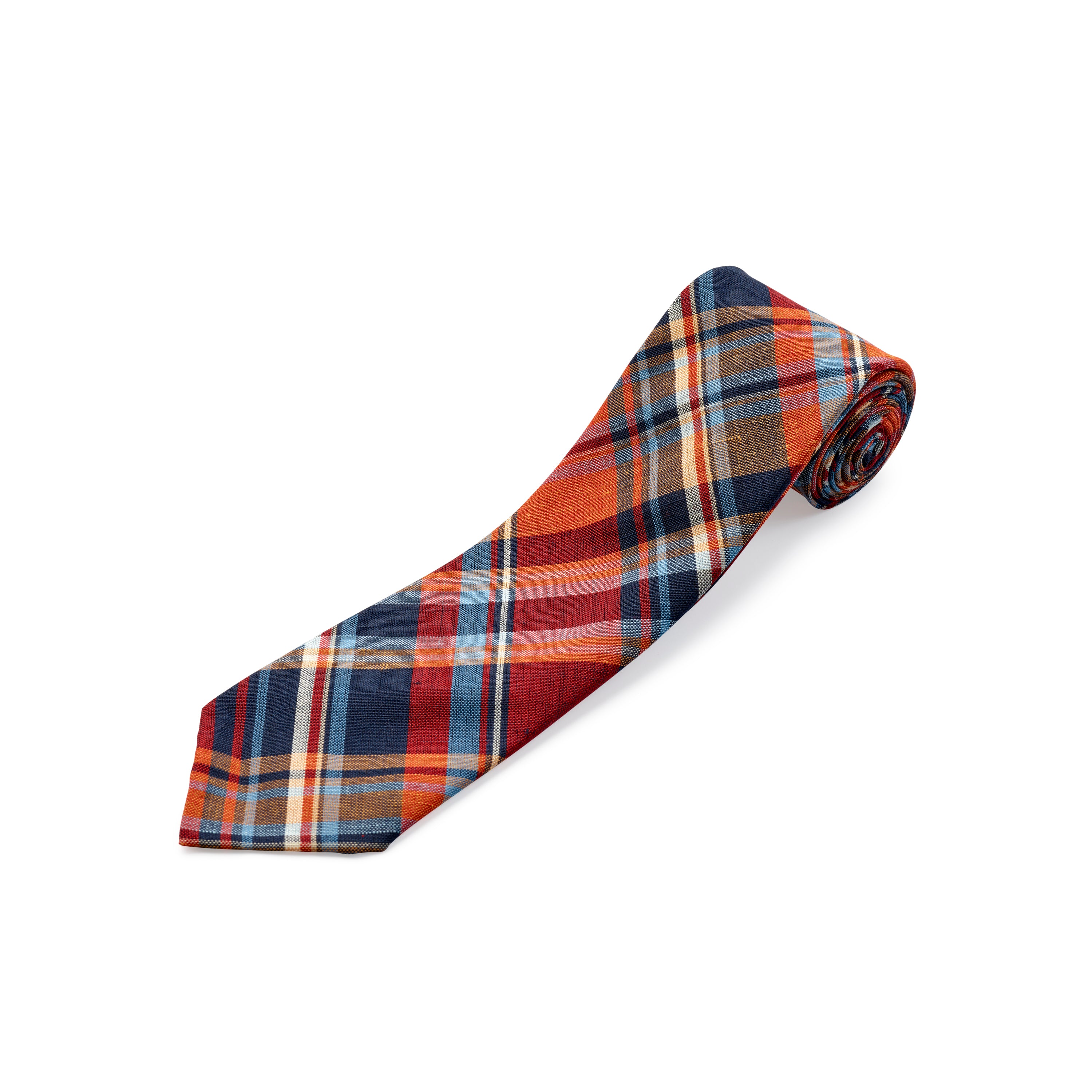 Fox 3 Fold Red Madras Check Wool Linen Tie