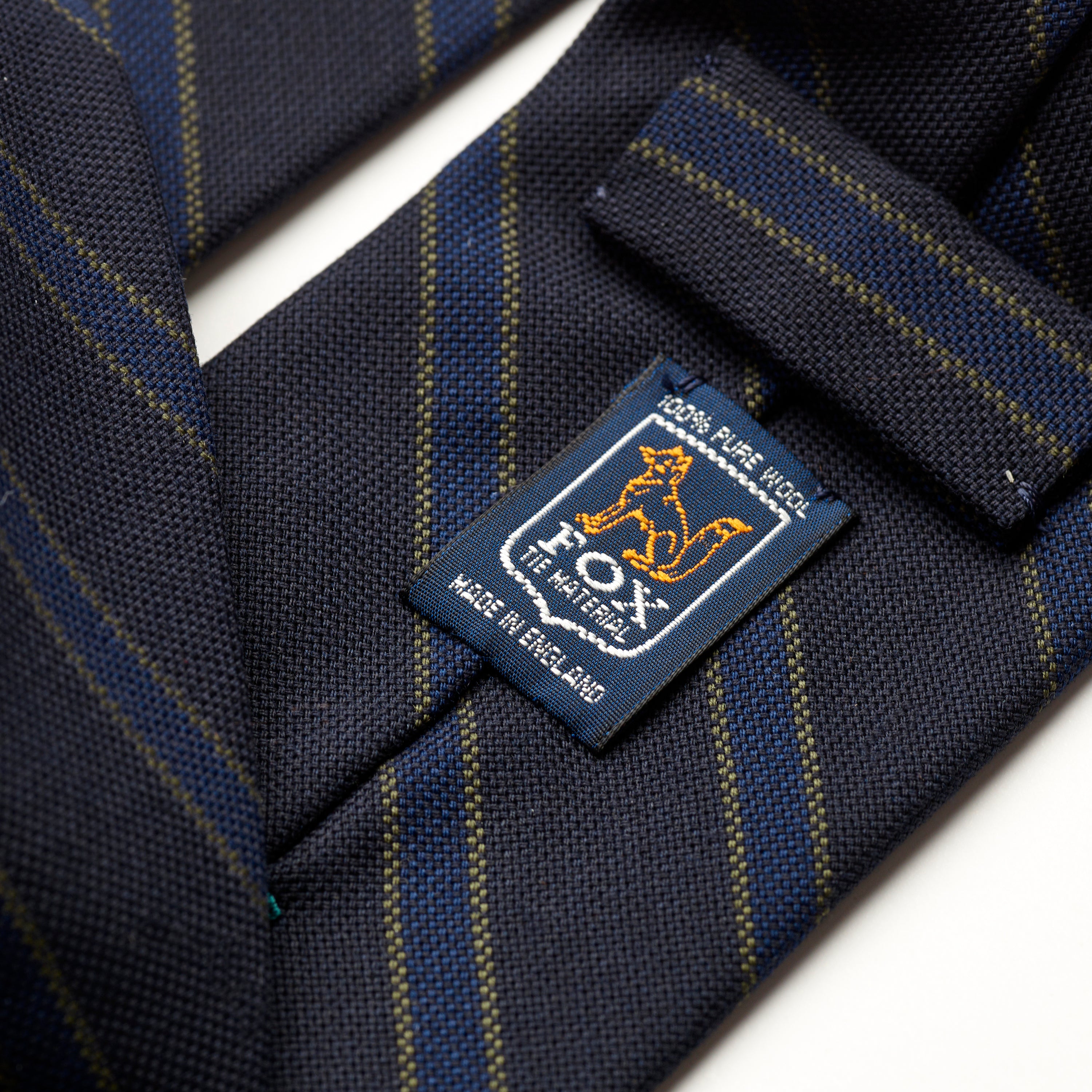 Fox 3 Fold Navy Blue Stripes Worsted Tie