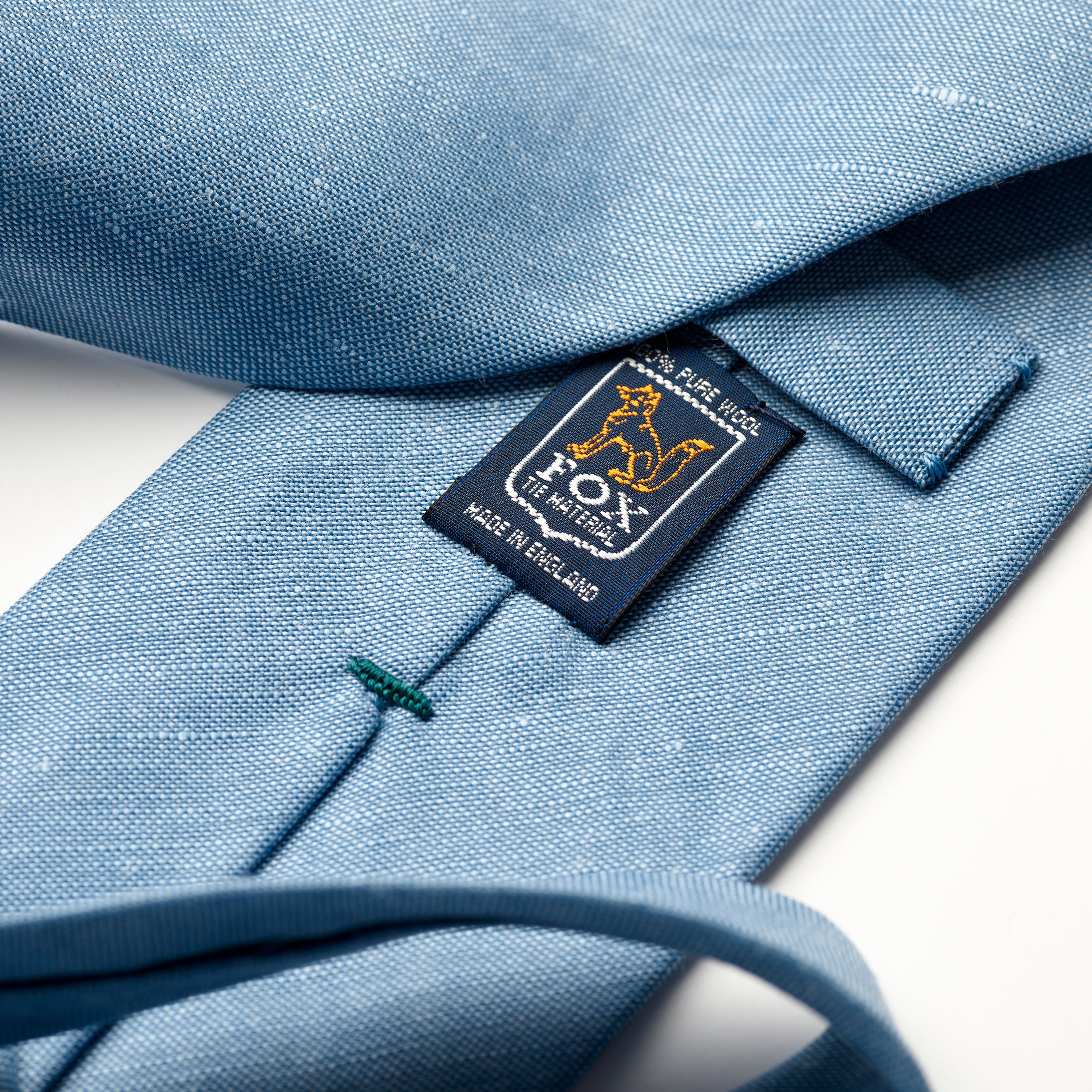 Fox 3 Fold Sky Blue Wool Linen Tie