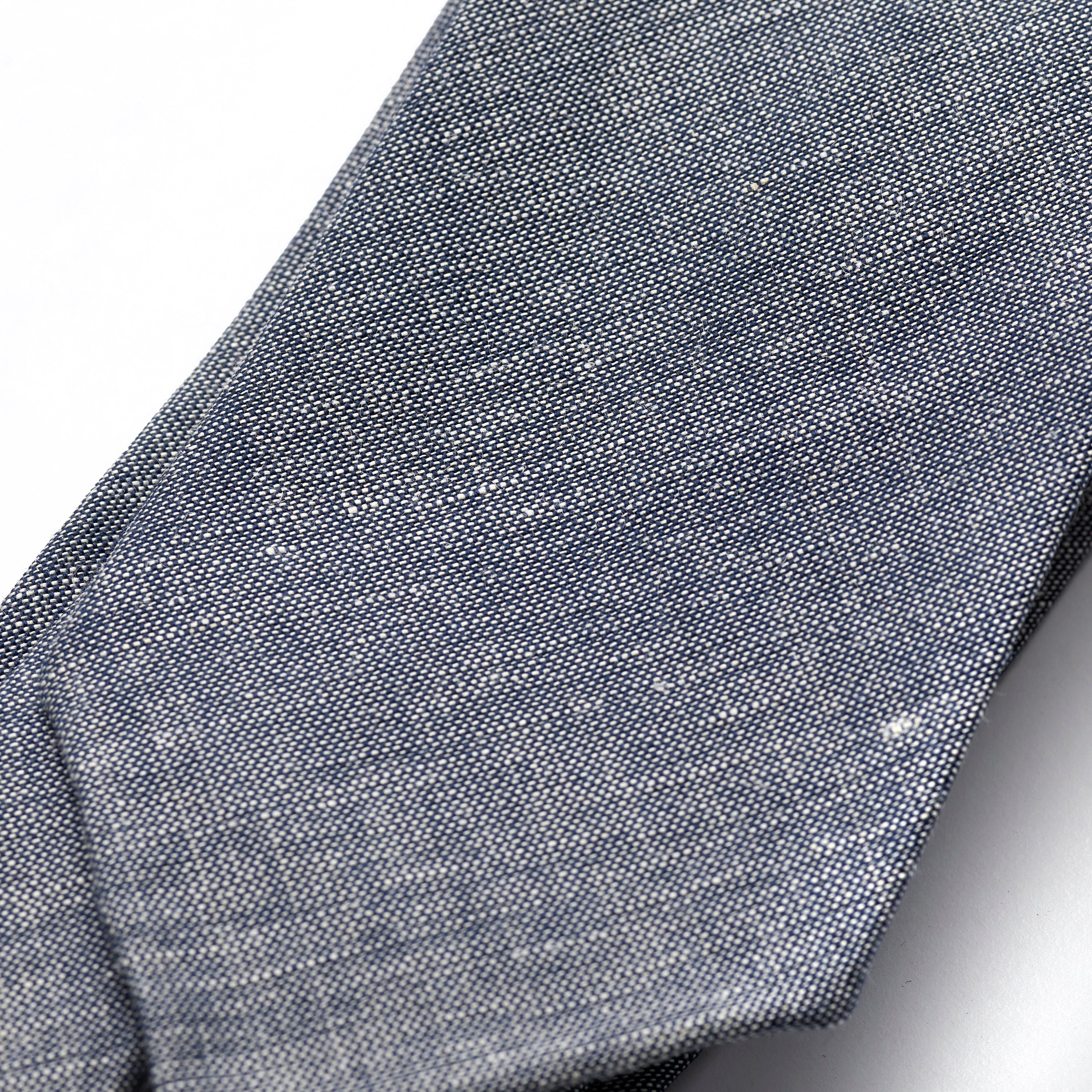 Fox 3 Fold Denim Blue Wool Linen Tie