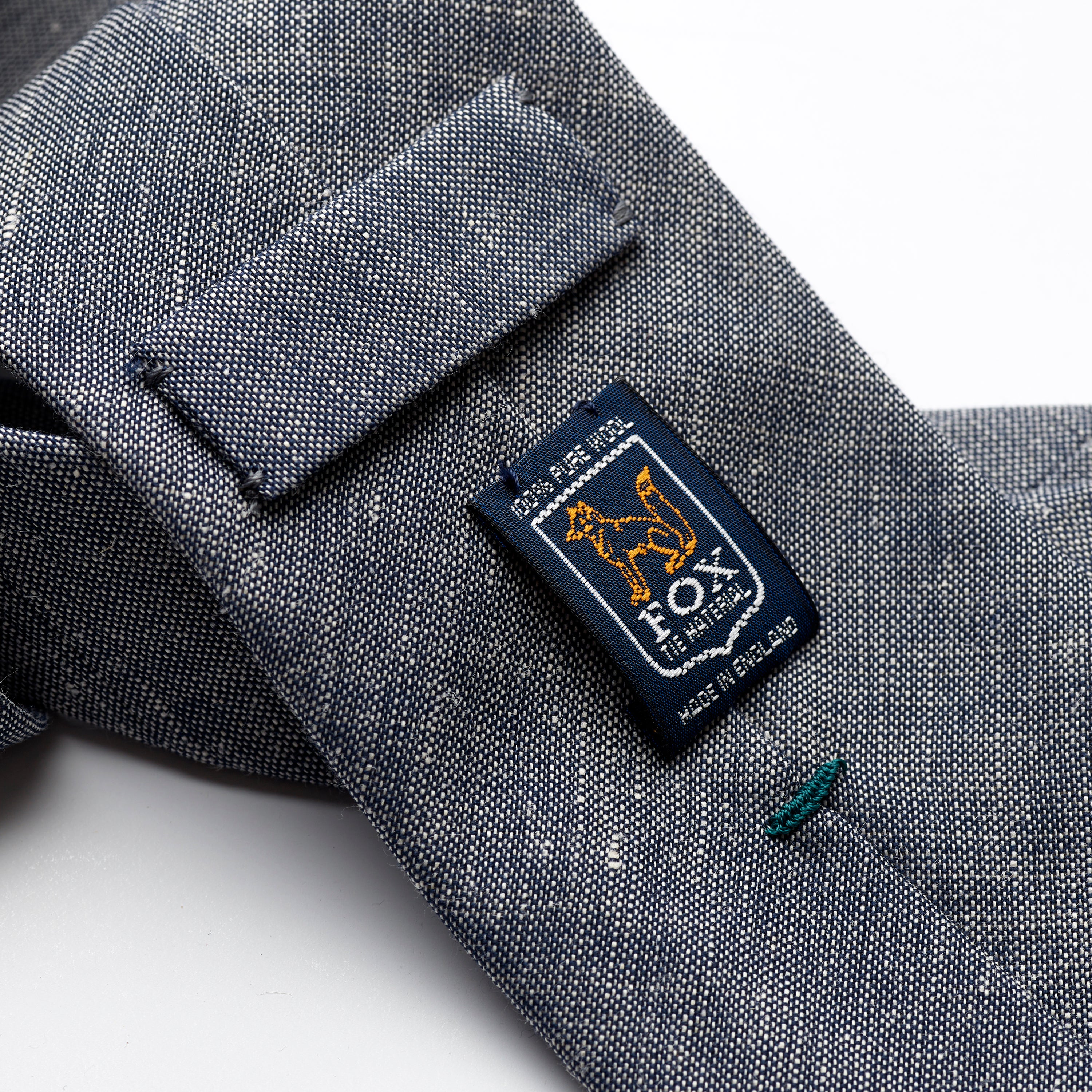 Fox 3 Fold Denim Blue Wool Linen Tie