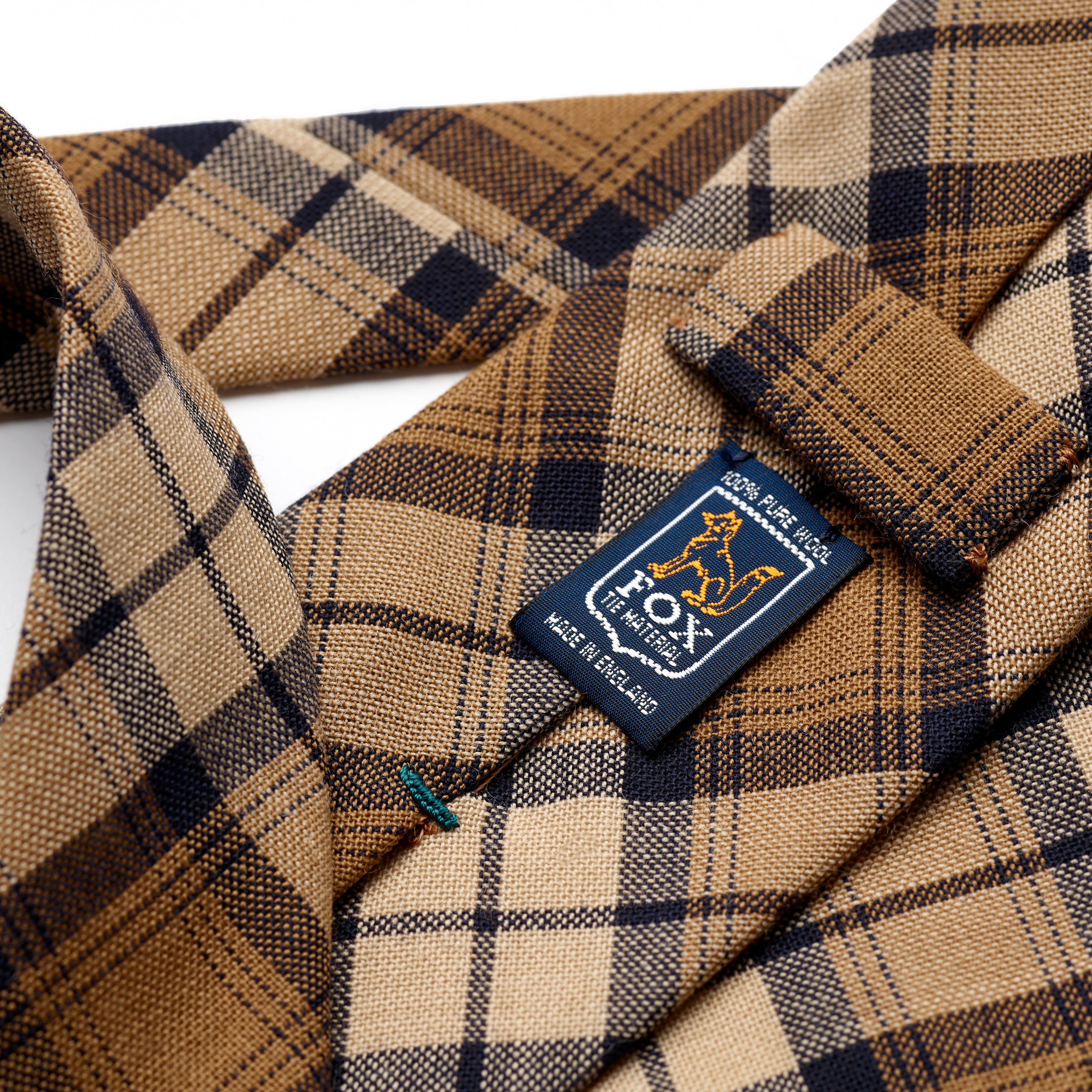 Fox 3 Fold Worsted Carmel Check Tie