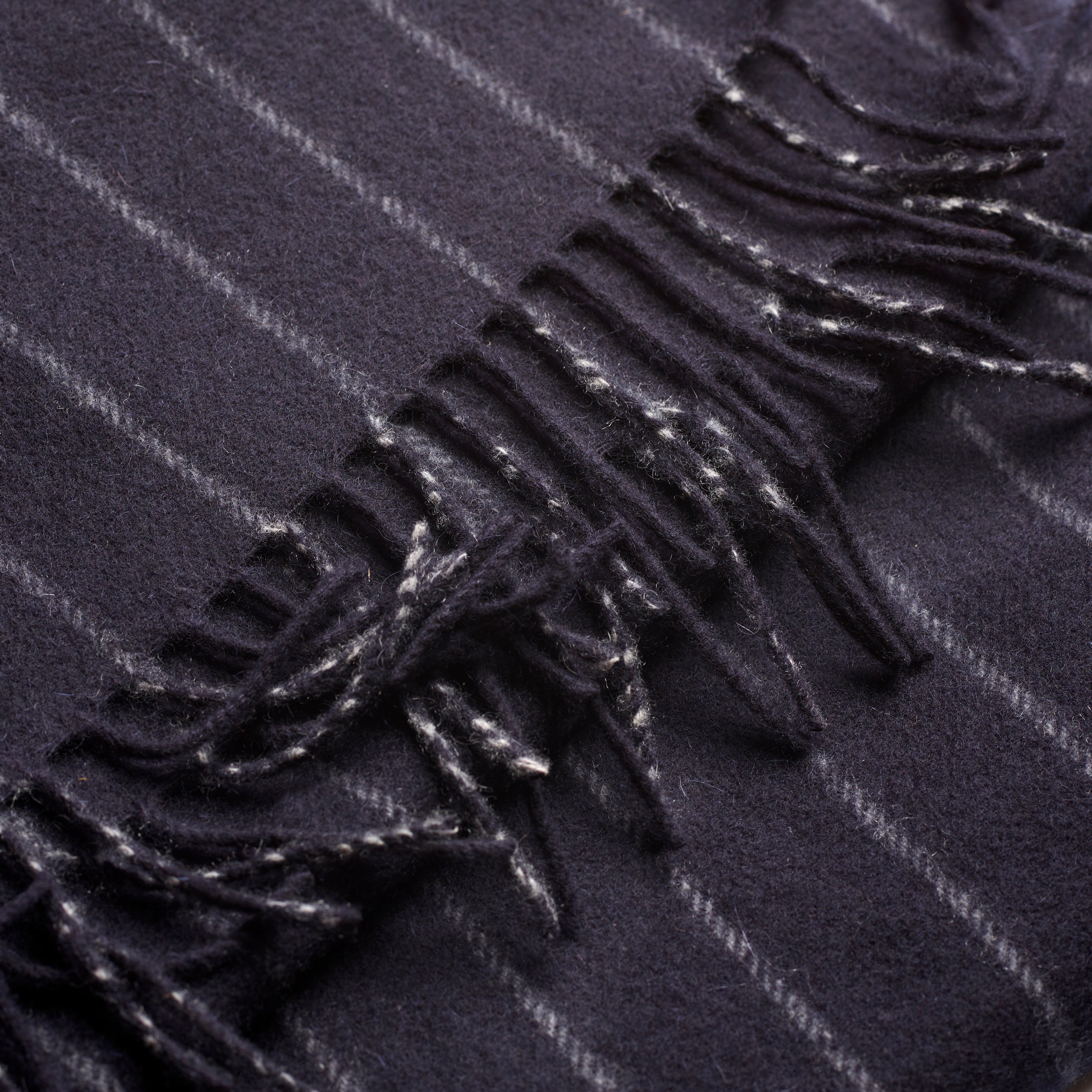 Fox Navy Chalk Stripe Cashmere Scarf