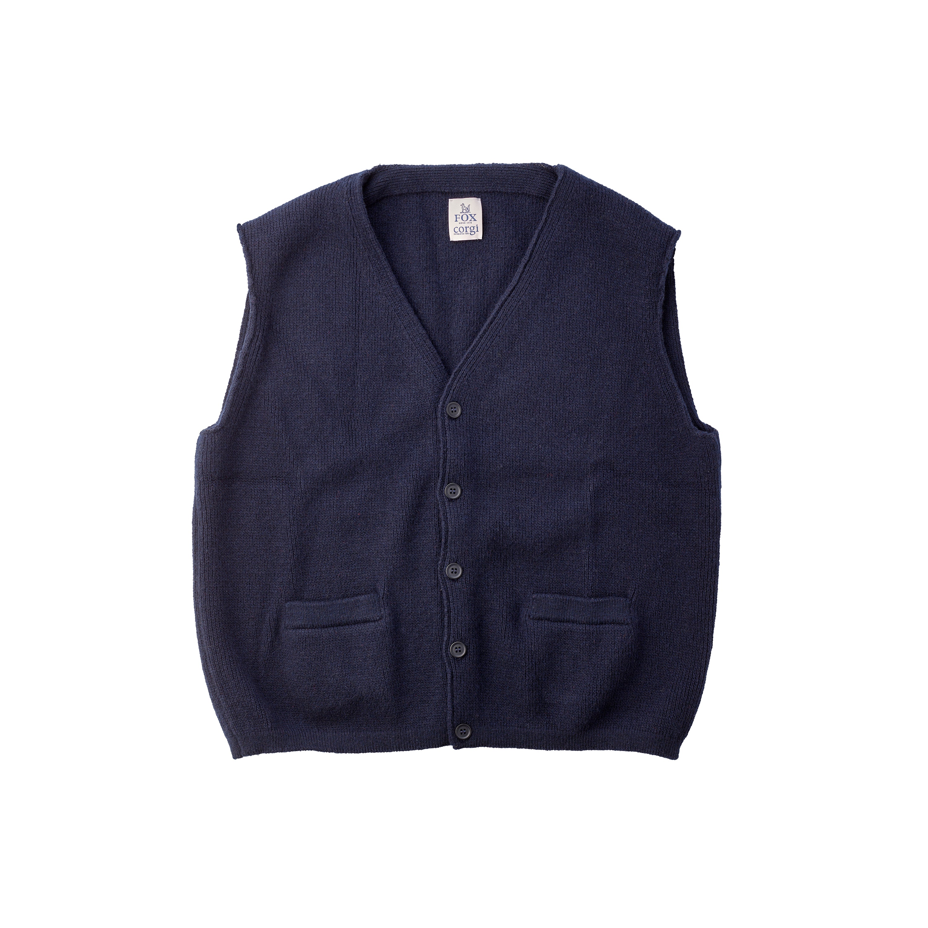 FOX x CORGI Origin Collection Navy V Neck Cardigan