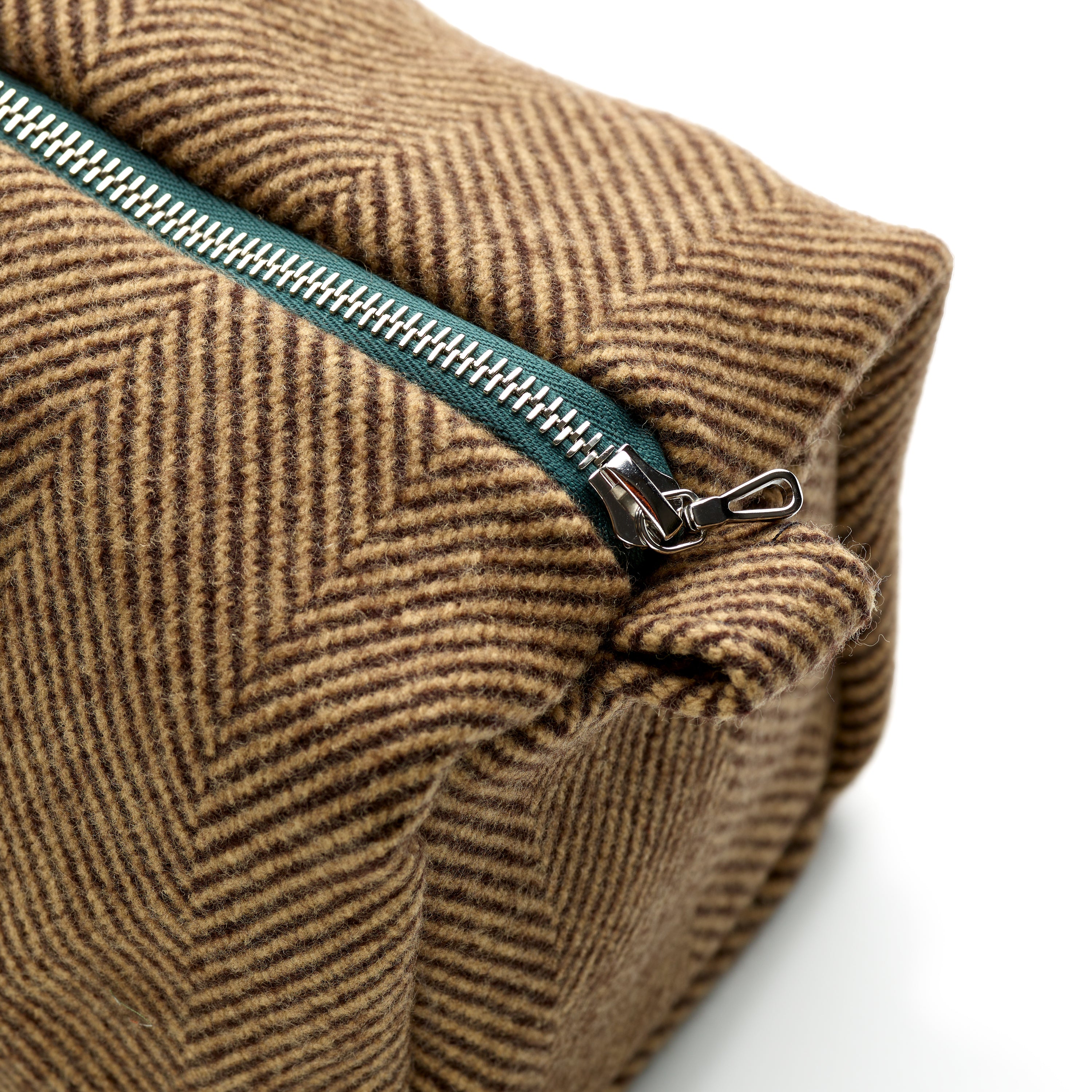 The Fox Traveller Brown Herringbone Large Wash Bag