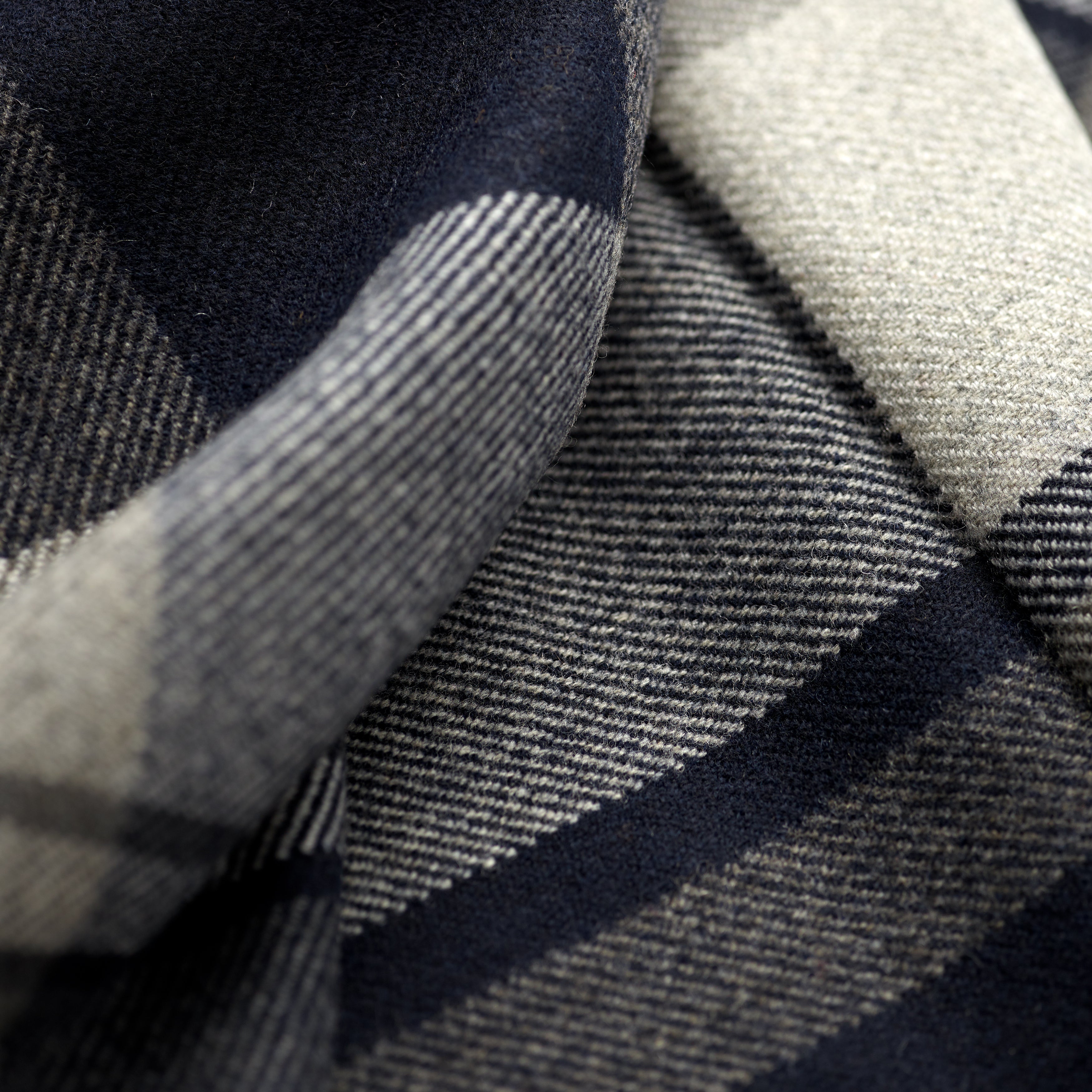 FoxBrothers-Luxury-51%-Cashmere-49%-Merino-Wool-Scarf-Navy-Grey-Check.