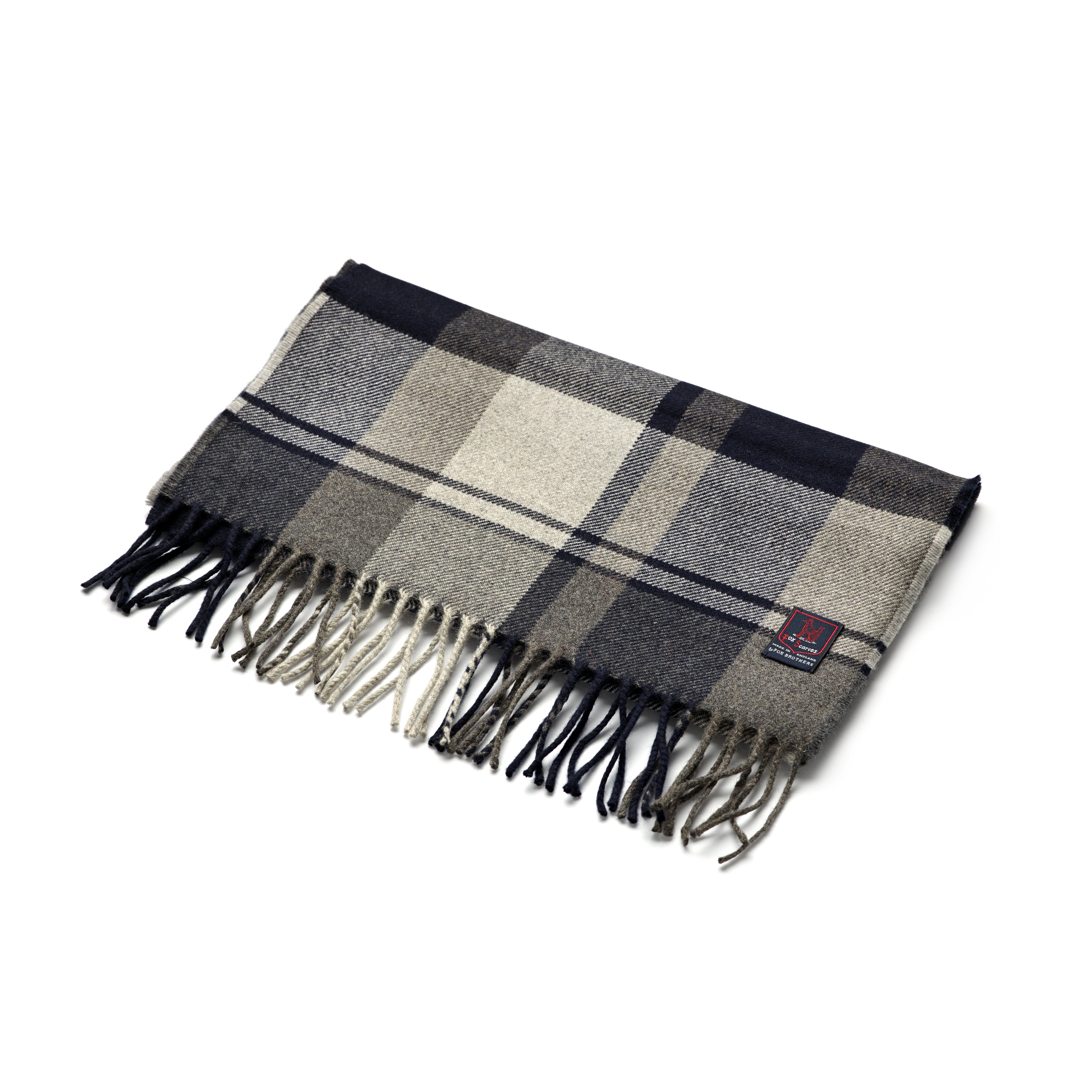 FoxBrothers-Luxury-51%-Cashmere-49%-Merino-Wool-Scarf-Navy-Grey-Check.