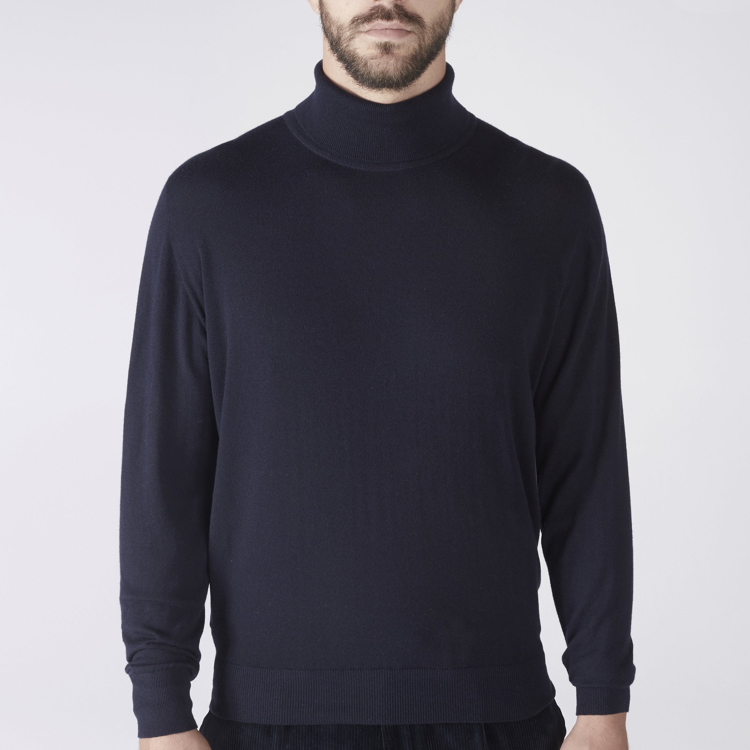 Mens fine knit on sale roll neck jumper