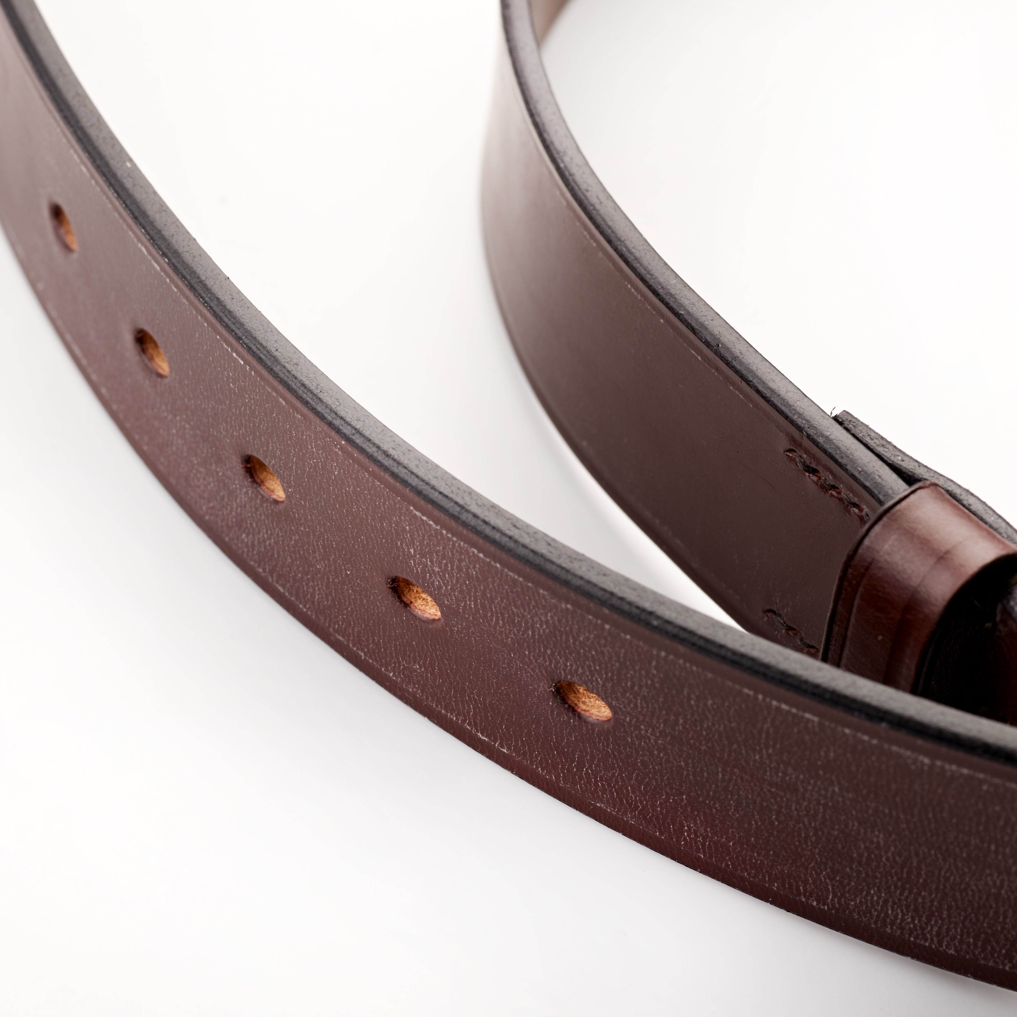 Chestnut Leather Belt with Brass Buckle